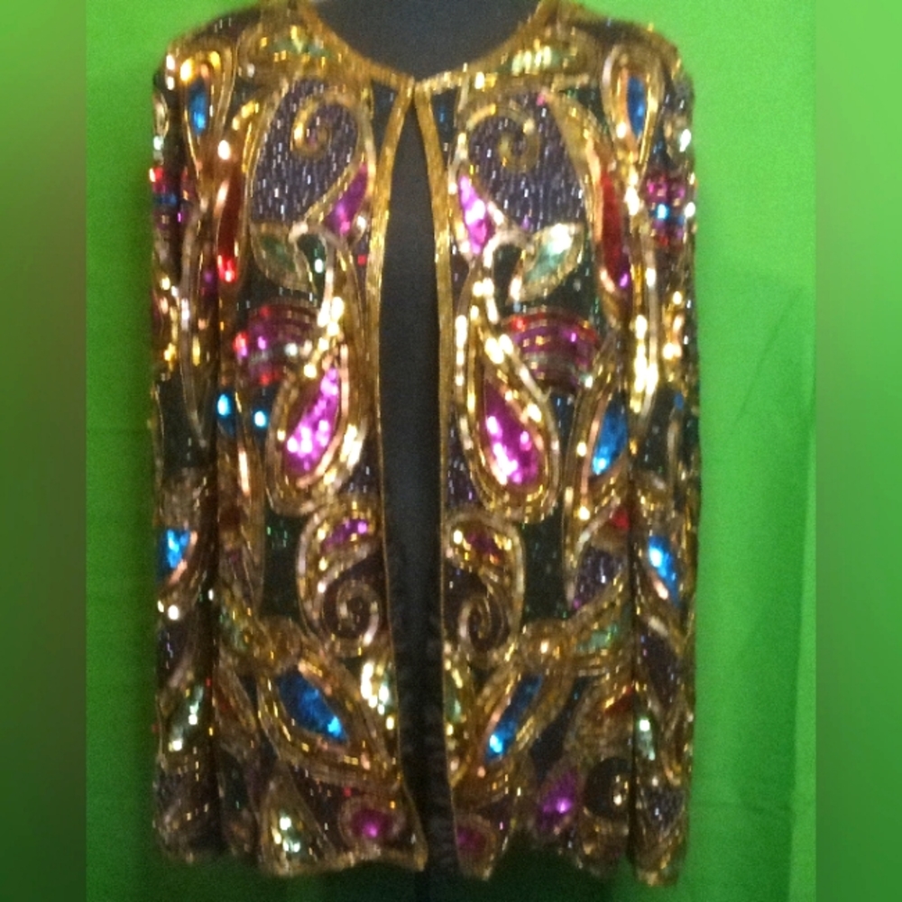 Lawrence Lazar Vintage Sequin Silk Jacket